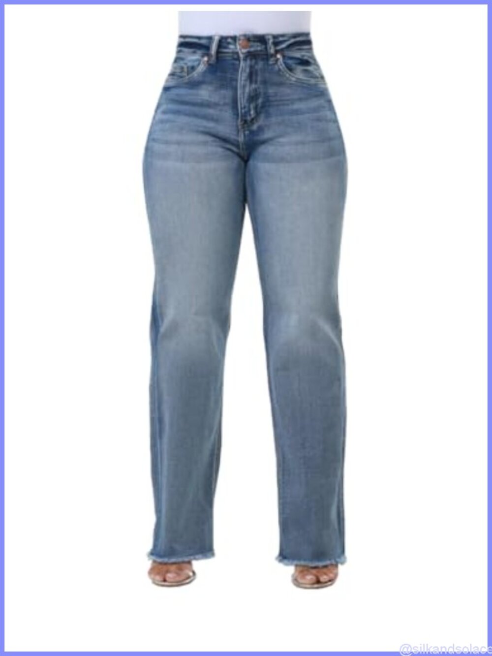 High Rise Baggy Straight Leg Jeans Wide Leg Stretchy Denim Pants